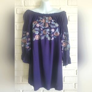 Favlux Off Shoulder Embroidered Floral Top Blouse Boho Flowy Rayon Size Large